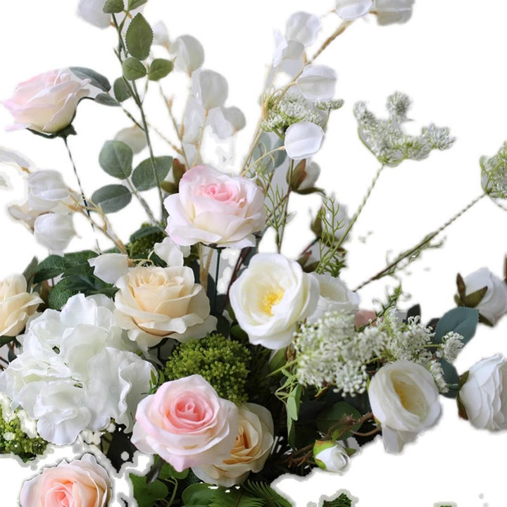 White & Pink Rose Arrangement, White Artificial Flowers, Diy Wedding Flowers