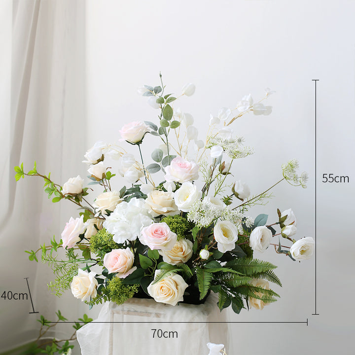 White & Pink Rose Arrangement, White Artificial Flowers, Diy Wedding Flowers