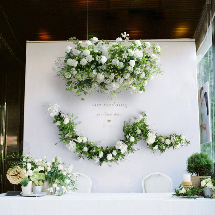 White & Green Flowers Vines, White Artificial Flowers, Diy Wedding Flowers