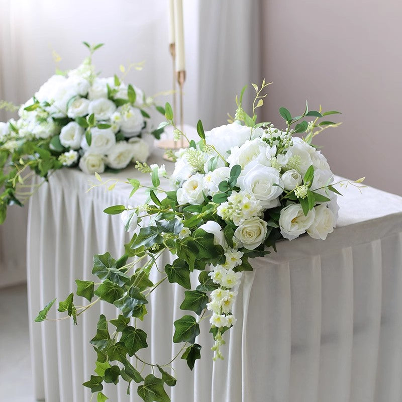 White Rose Table Arrangement, White Artificial Flowers, Diy Wedding Flowers