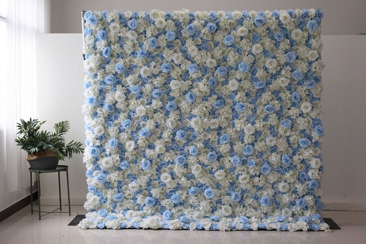 White And Blue Roses, Artificial Flower Wall, Wedding Party Backdrop