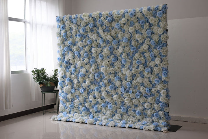 White And Blue Roses, Artificial Flower Wall, Wedding Party Backdrop