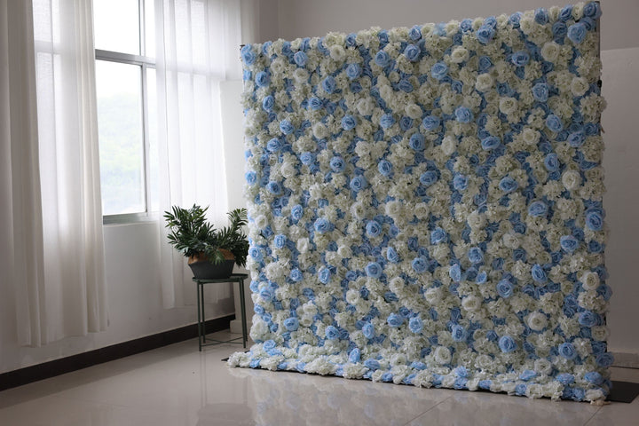 White And Blue Roses, Artificial Flower Wall, Wedding Party Backdrop