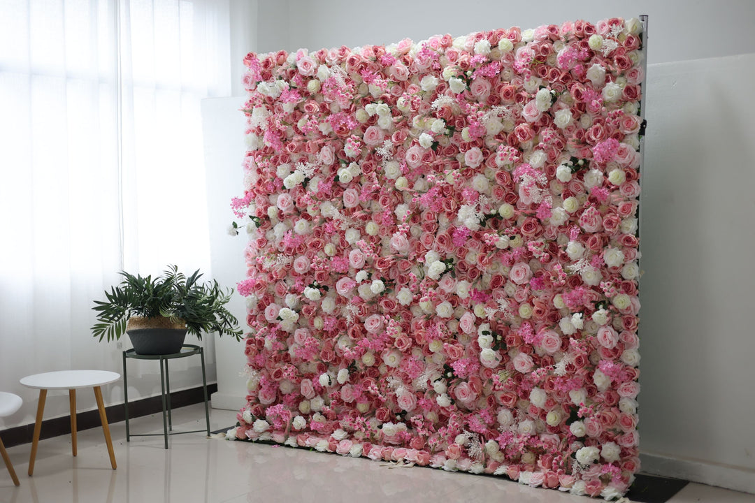 White And Pink Roses, Artificial Flower Wall, Wedding Party Backdrop