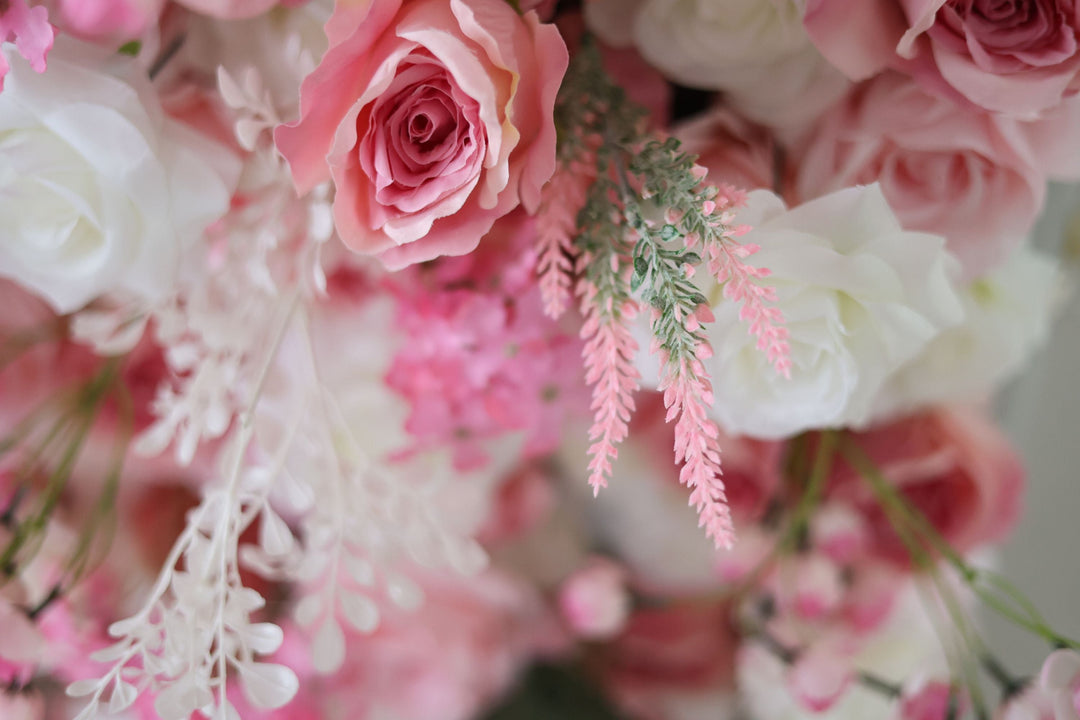 White And Pink Roses, Artificial Flower Wall, Wedding Party Backdrop