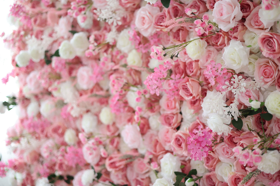 White And Pink Roses, Artificial Flower Wall, Wedding Party Backdrop