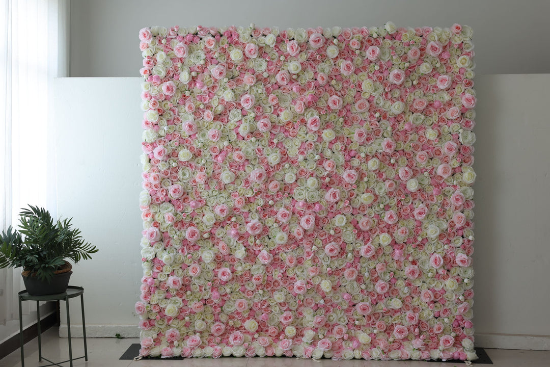 White And Pink Roses, Artificial Flower Wall, Wedding Party Backdrop