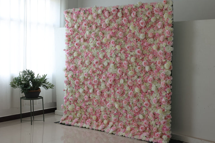 White And Pink Roses, Artificial Flower Wall, Wedding Party Backdrop