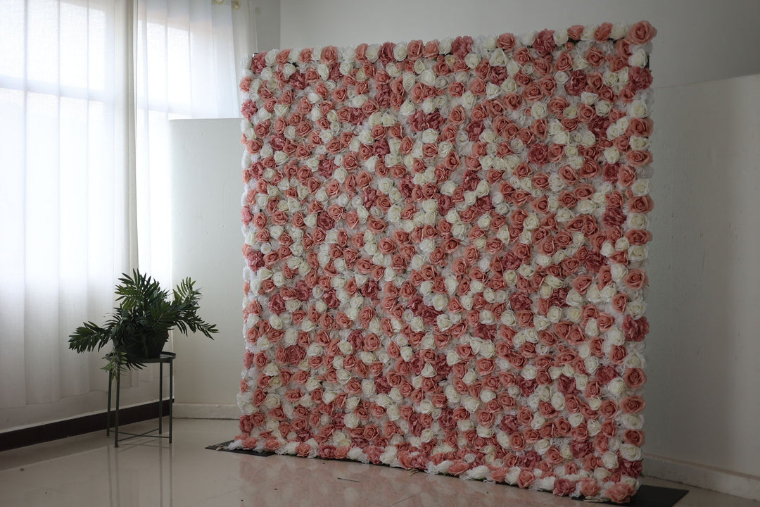 White And Pink Roses, Artificial Flower Wall, Wedding Party Backdrop