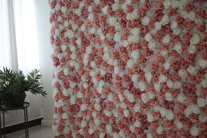 White And Pink Roses, Artificial Flower Wall, Wedding Party Backdrop