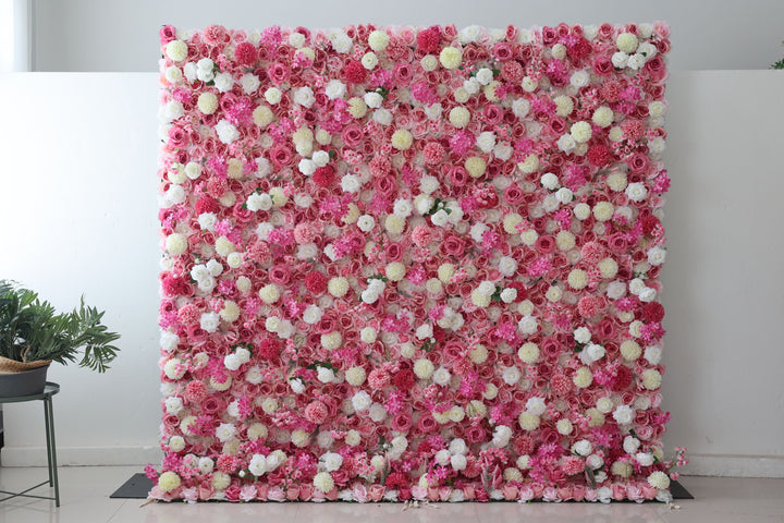 White And Pink Roses And Lasagna Daisies, Artificial Flower Wall, Wedding Party Backdrop