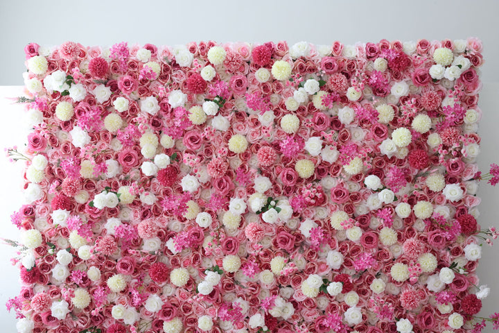 White And Pink Roses And Lasagna Daisies, Artificial Flower Wall, Wedding Party Backdrop