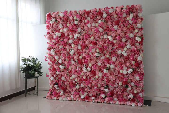 White And Pink Roses And Lasagna Daisies, Artificial Flower Wall, Wedding Party Backdrop