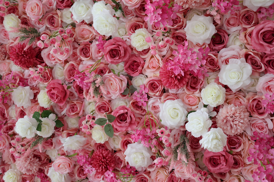 White And Pink Roses And Lasagna Daisies, Artificial Flower Wall, Wedding Party Backdrop