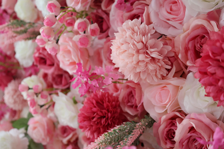 White And Pink Roses And Lasagna Daisies, Artificial Flower Wall, Wedding Party Backdrop