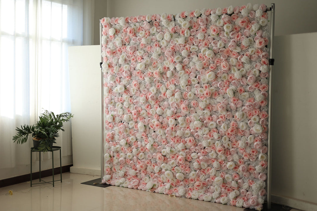 White And Pink Roses And Peonies, Artificial Flower Wall, Wedding Party Backdrop