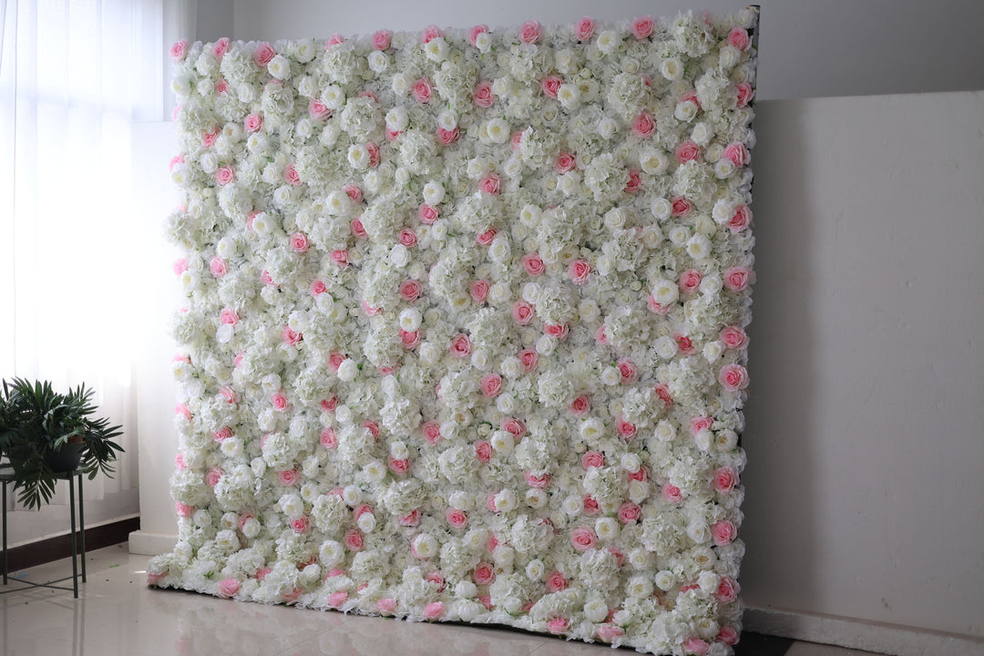 White Roses And Hydrangeas And Pink Roses, Artificial Flower Wall, Wedding Party Backdrop