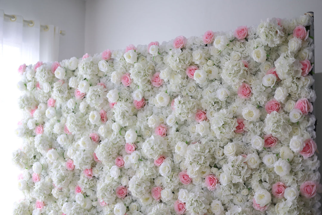 White Roses And Hydrangeas And Pink Roses, Artificial Flower Wall, Wedding Party Backdrop