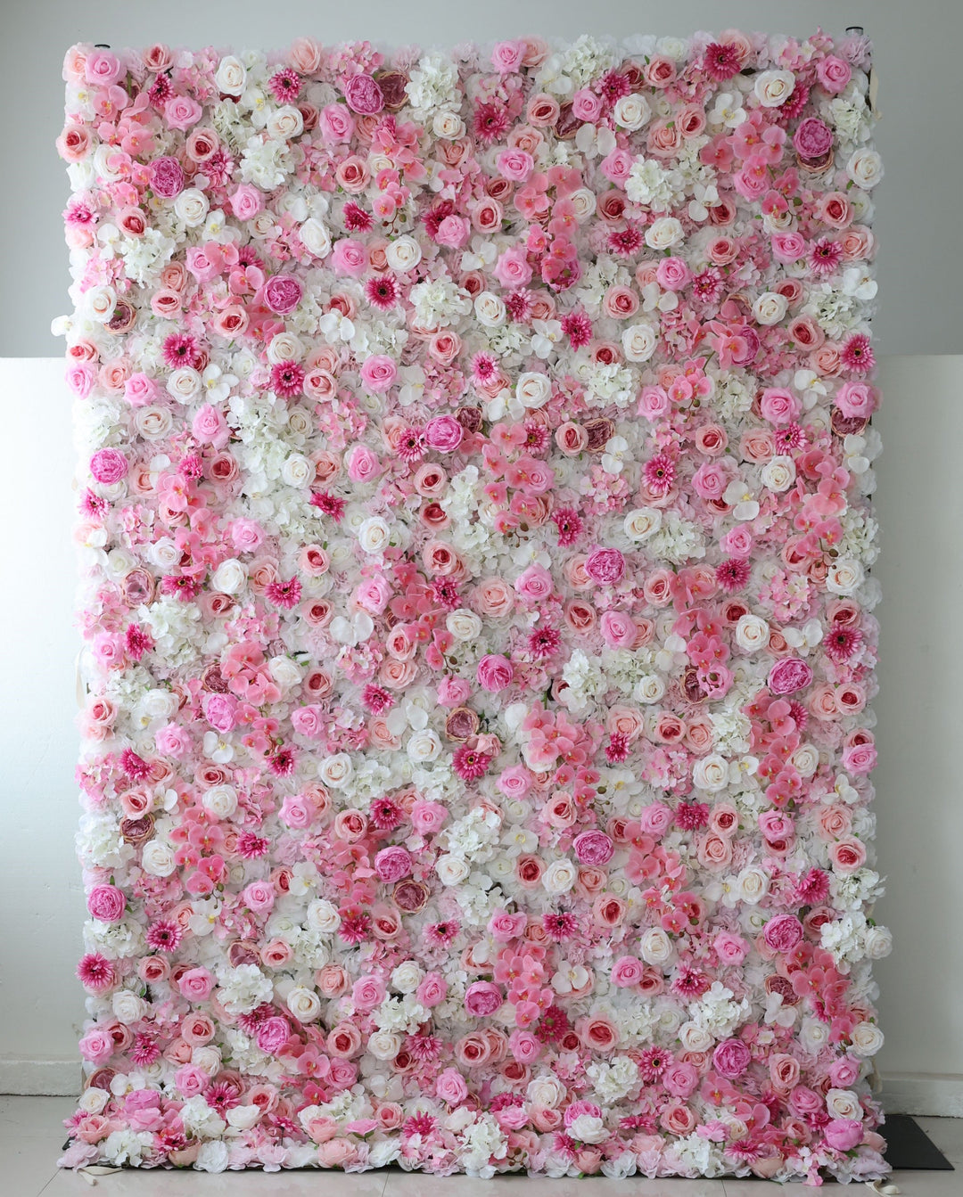 White Roses And Hydrangeas With Peonies And Chrysanthemums, Artificial Flower Wall Backdrop