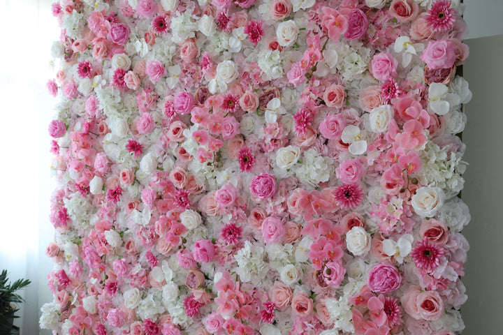 White Roses And Hydrangeas With Peonies And Chrysanthemums, Artificial Flower Wall Backdrop