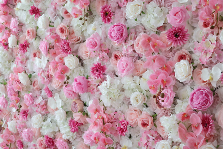 White Roses And Hydrangeas With Peonies And Chrysanthemums, Artificial Flower Wall Backdrop