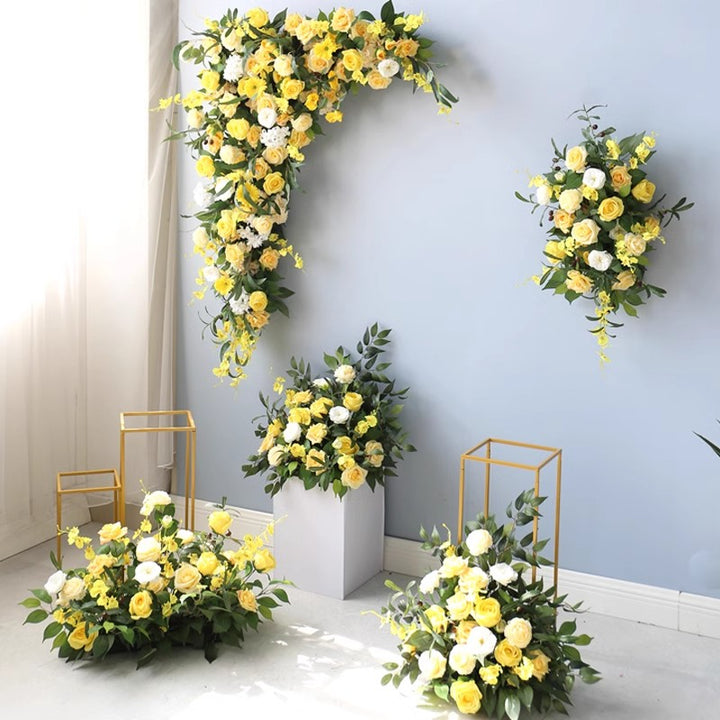 Yellow Wedding Flowers Set, Yellow Artificial Flowers, Diy Wedding Flowers