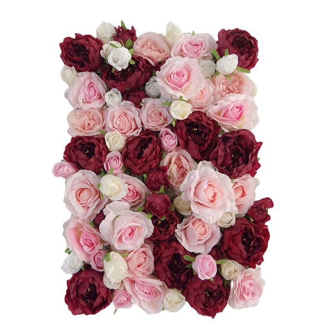 Dark-Red And Light-Pink Roses, Artificial Flower Wall Backdrop