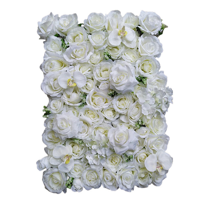 Luxurious 3D Cream-White Rose, Artificial Flower Wall Backdrop