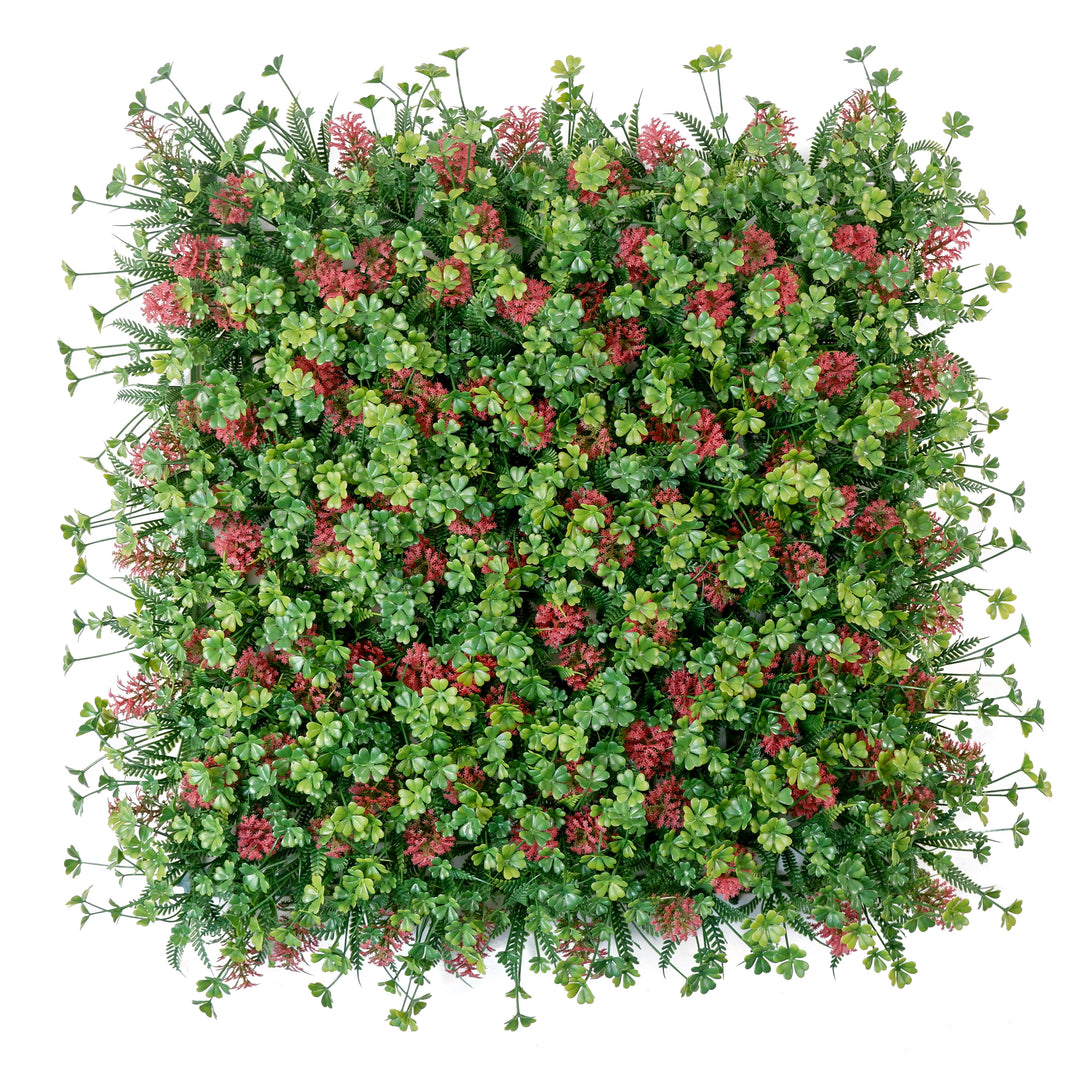 Mixed Plants In Iron Red And Green Artificial Green Wall Panels, Faux Plant Wall