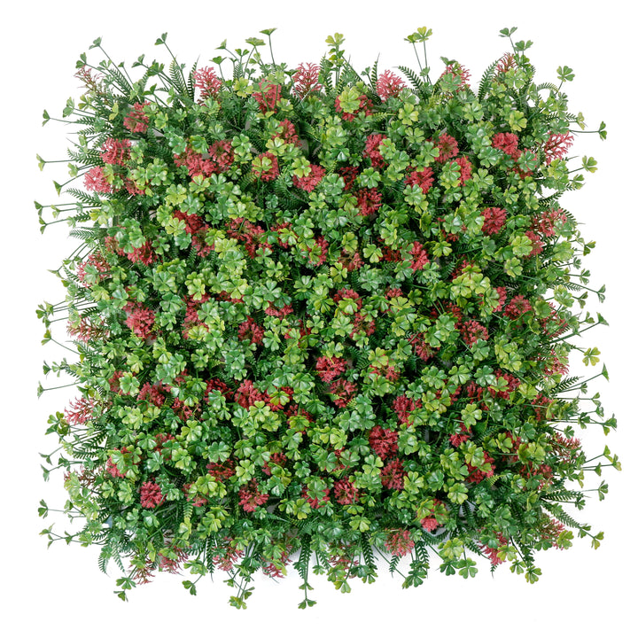 Mixed Plants In Iron Red And Green Artificial Green Wall Panels, Faux Plant Wall