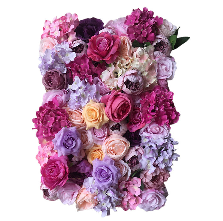 Roses And Hydrangeas In Purple And Rose-Red, Artificial Flower Wall Backdrop